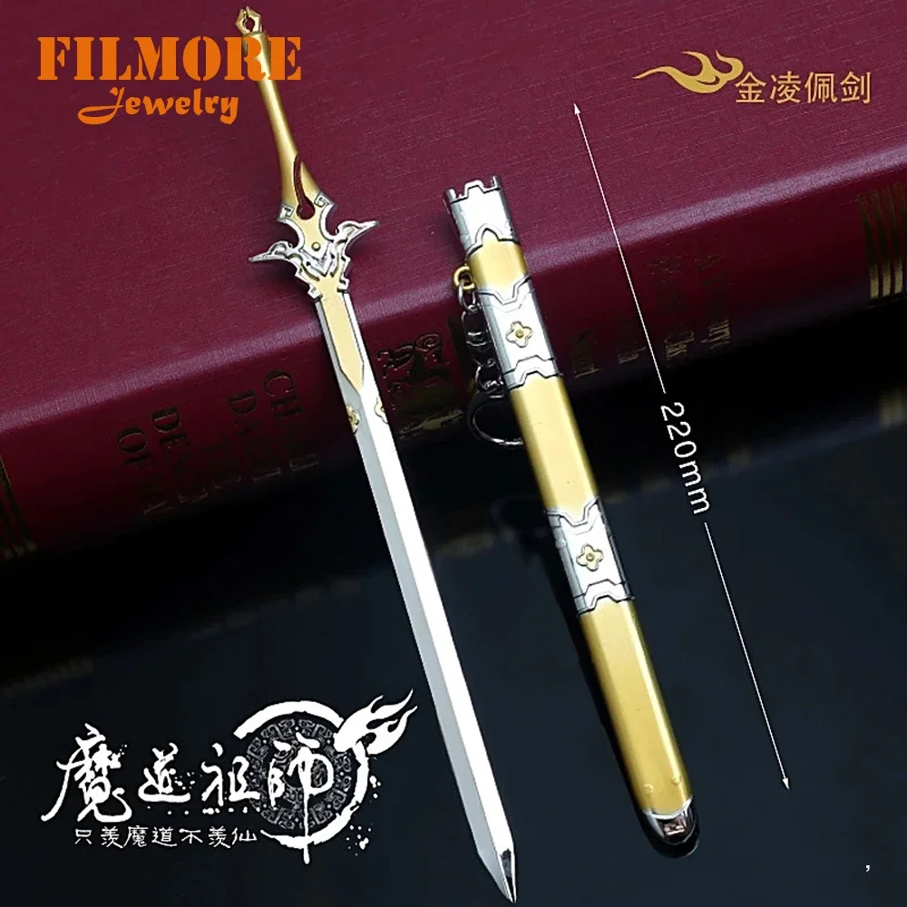 22 سنتيمتر مؤسس الشيطاني سوي بيان السيف المفاتيح مو داو زو شي جميع السيف المعدني مع غمد نموذج جمع دمى هدايا