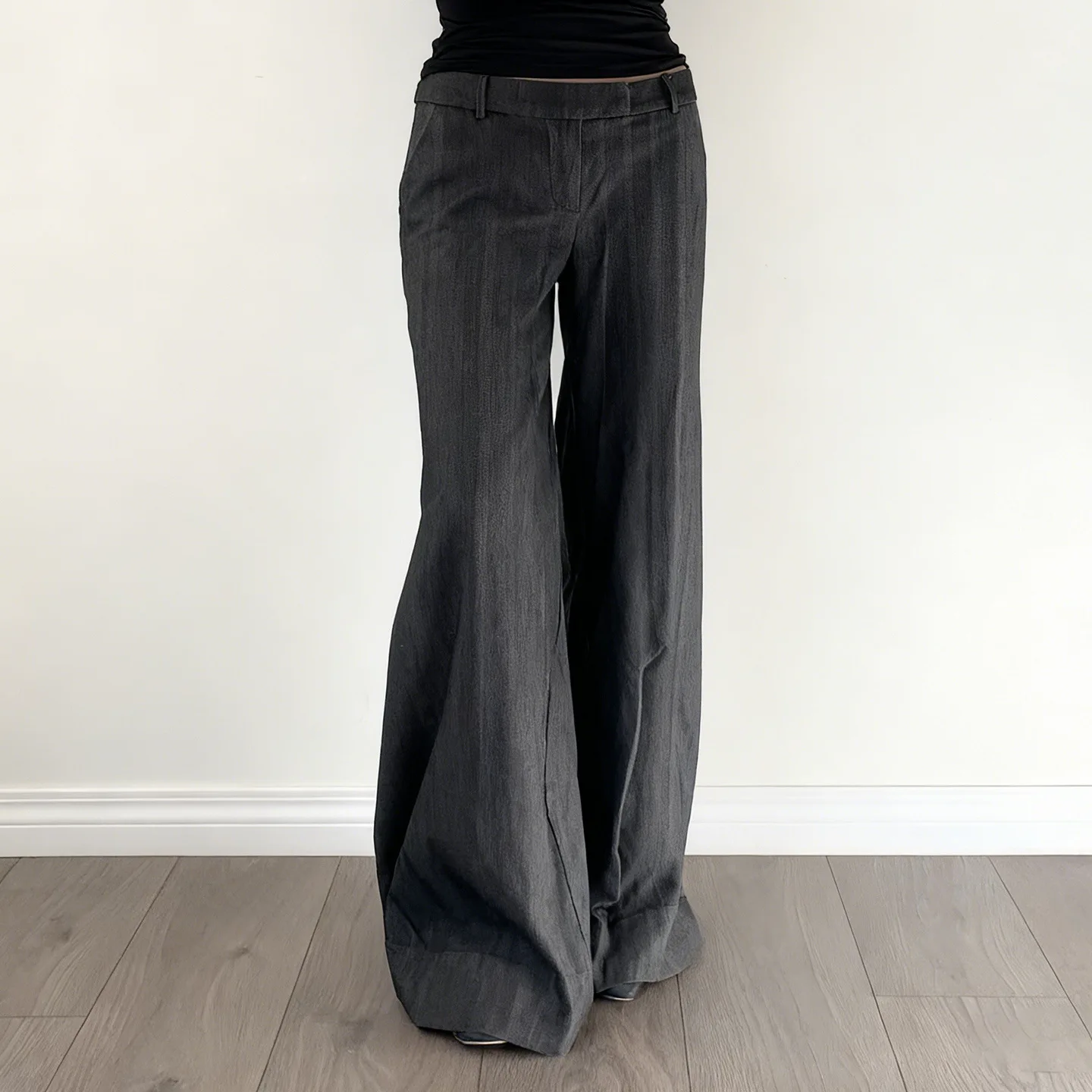 Y2K Straight Leg Suit Pants European American Low Rise Casual Comfortable Commuting Slim Fit Solid Color