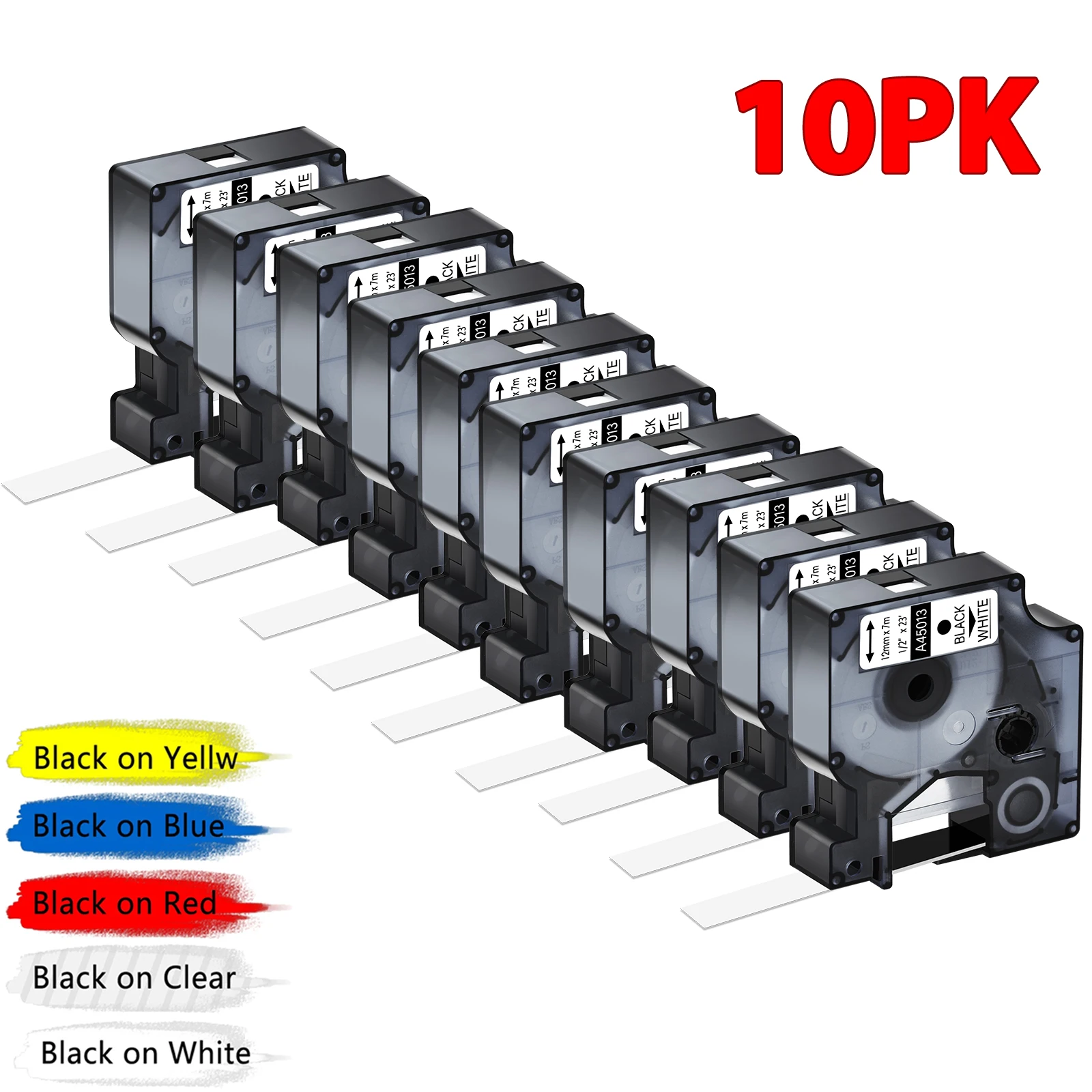 5/10PK 45013 12mm D1 Tape Compatible for DYMO D1 45013 45010 45018 45021 Label Tape for Dymo LabelManager 160 280 Printer