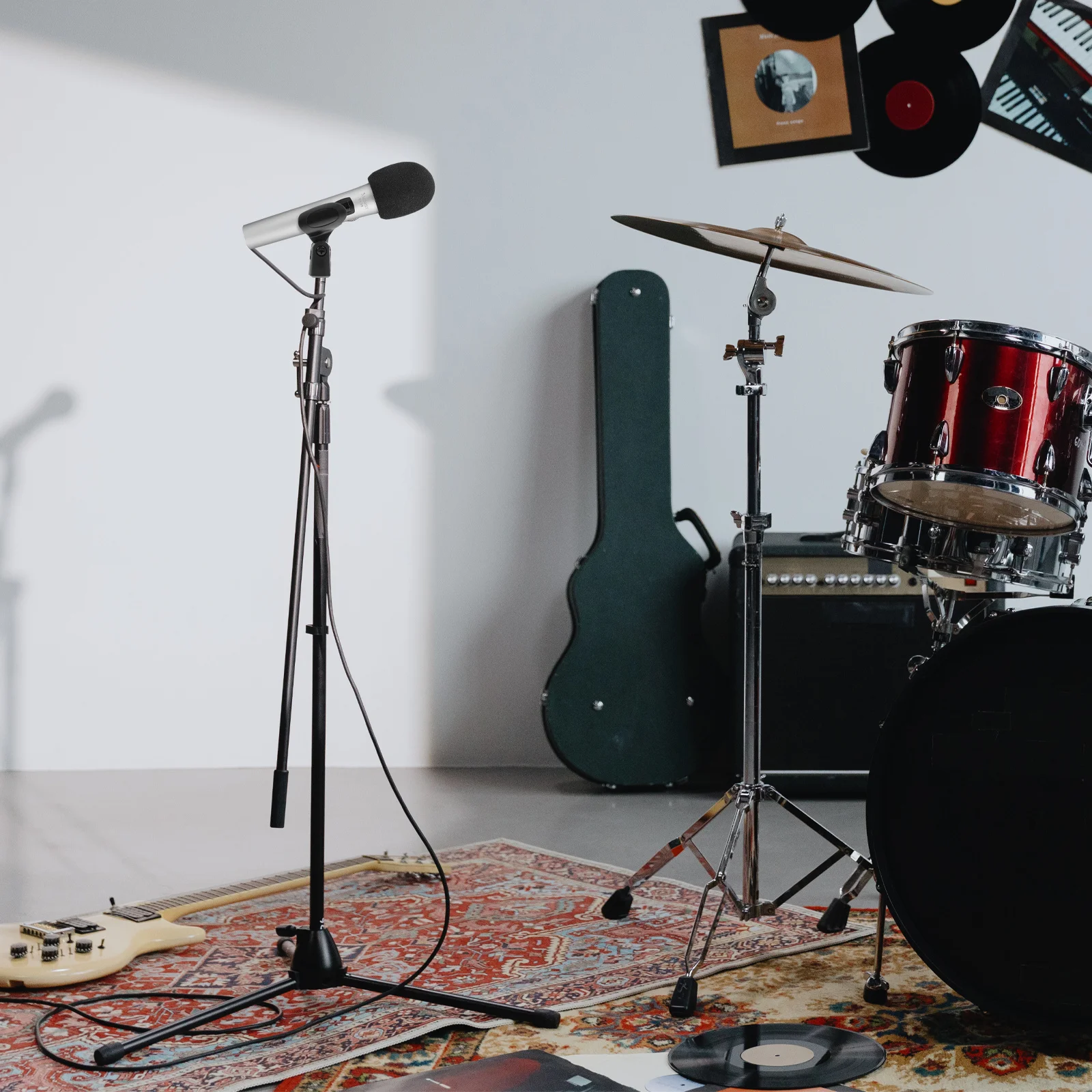 

5Sets Microphone Holders Black Heavy Duty Adjustable Angle for Most Mics Stand Clip Easy Install Use Professional Audio