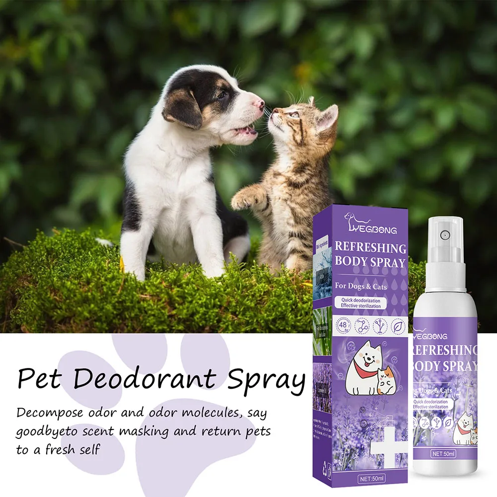 Dog Deodorizer Spray Deodorizing Spray Remove Odor 50ml Lightly Scented Dog Deodorizer Pet Supplies for Smelly Dogs