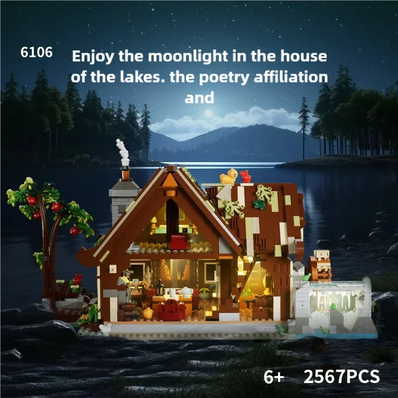 2567PCS Lakefront House Building Blocks wooden House Street View Light Bricks With figure Desktop Decoration Kids Holiday Gifts