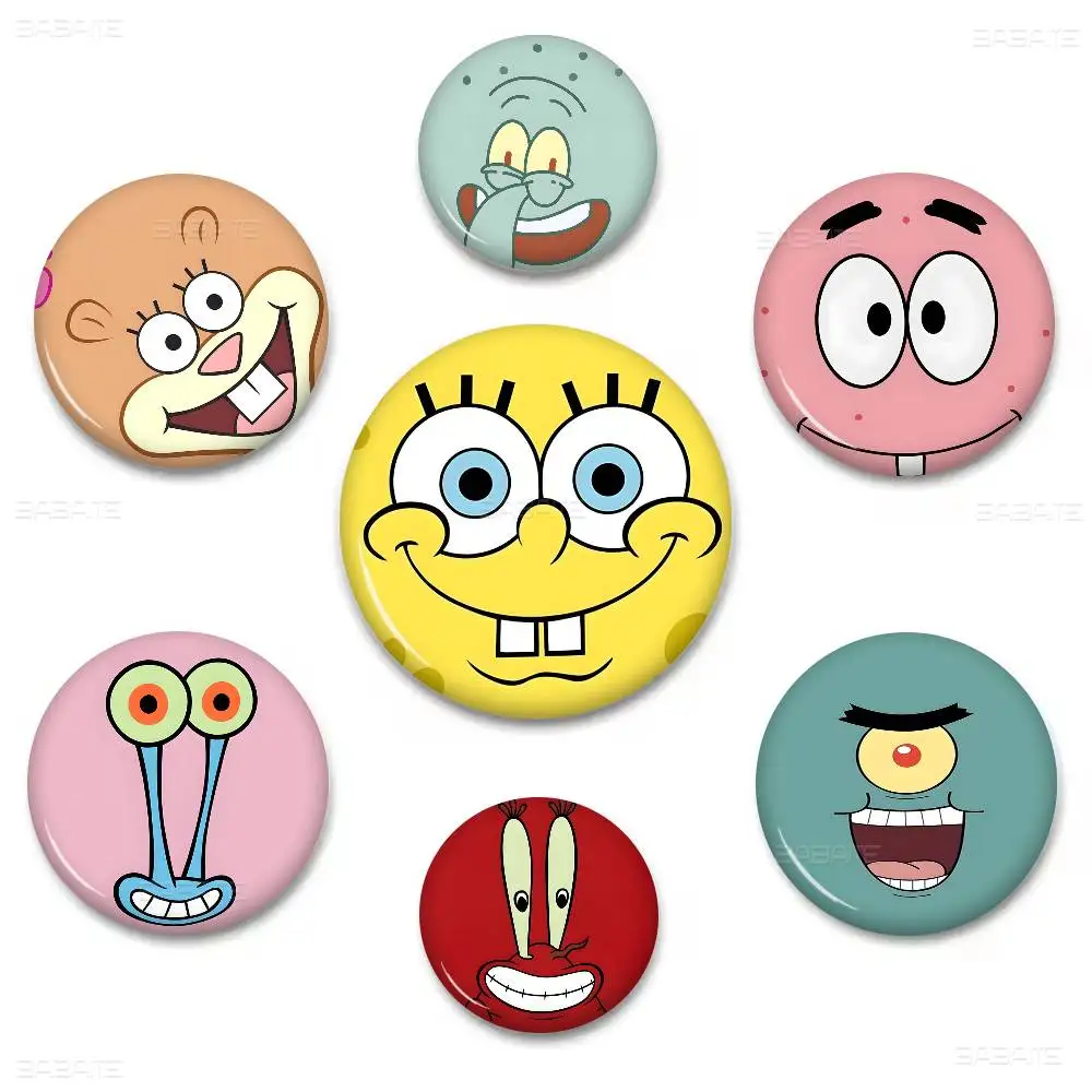 Cartoon S-Sponge-B-Bob 58mm Handmade Brooch Cartoon Cosplay Badge On Backpack Jewelry Accessories Gifts