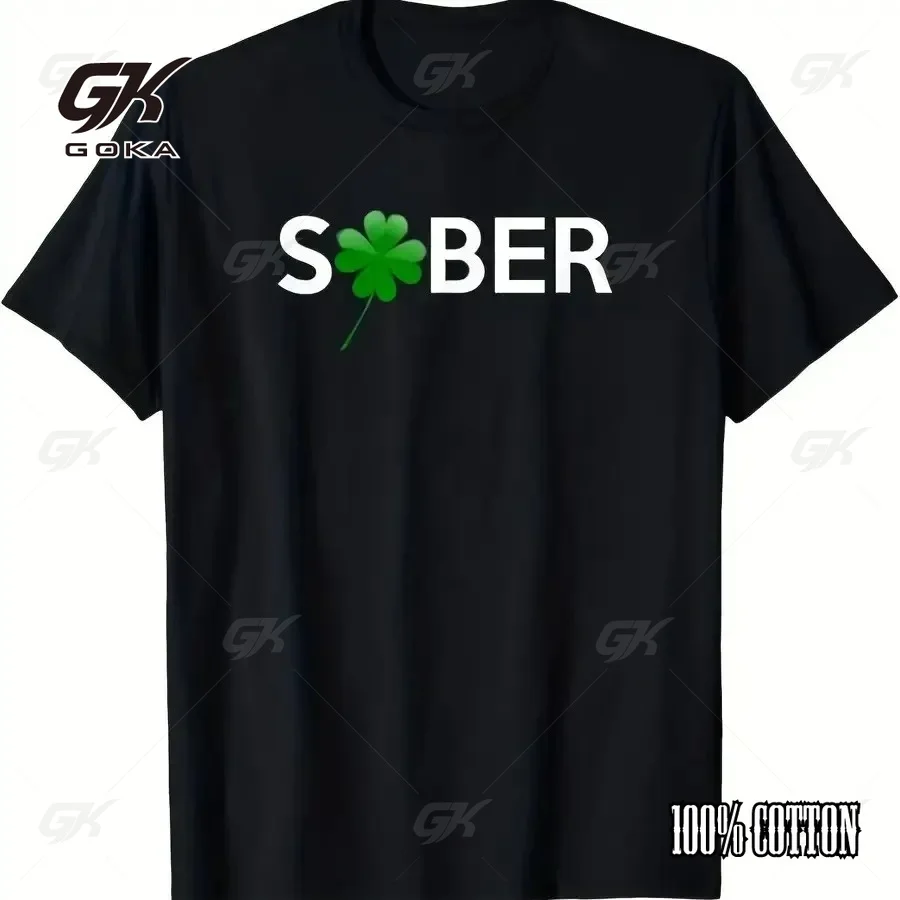 Men'S Sober for St\.\ Patrick'S T-Shirt - Featuring A Sober Print with Shamrocks - Irish-Themed Sobriety,Hipster Unisex Clothes