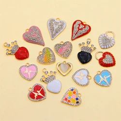 6Pcs/Lot New Mix Colorful Alloy Heart Charms Cute Love Pendant For DIY Bracelet Necklaces Jewelry Making Accessories