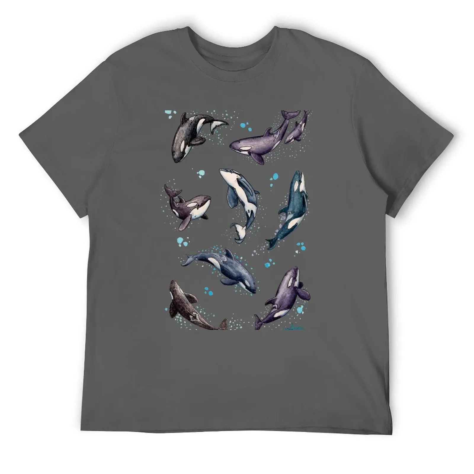 Orca Pod in Watercolor by Amber Marine, (Navy Blue Version) Killer Whale Art, ? 2019 T-Shirt