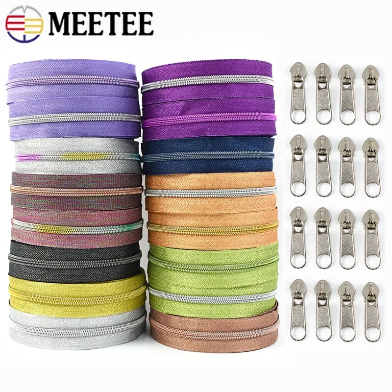 

1-5M Meetee 5# Nylon Zipper By The Meter Zippers Sliders Pullers Bag Clothes Zips Closure Zip Repair Kit DIY Sewing Accessories