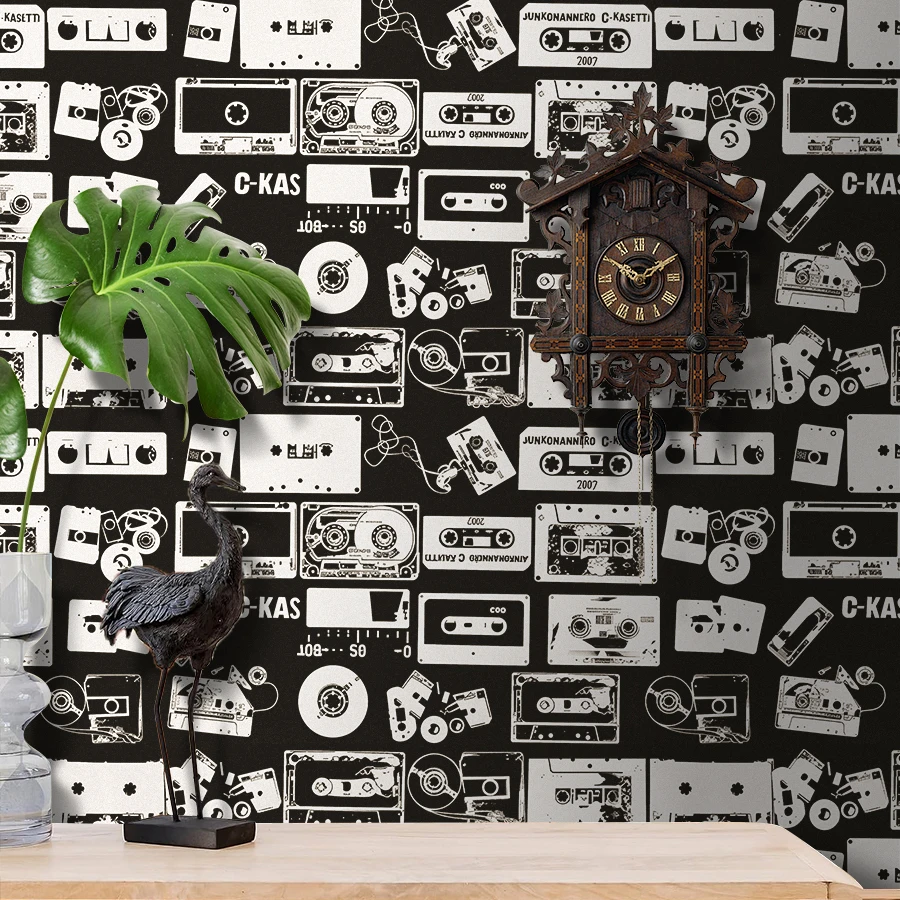 Retro Cassette Tape Self-Adhesive Wallpaper Waterproof & Moisture-Proof Dorm Room Wall and Desktop Sticker Decorative Decal