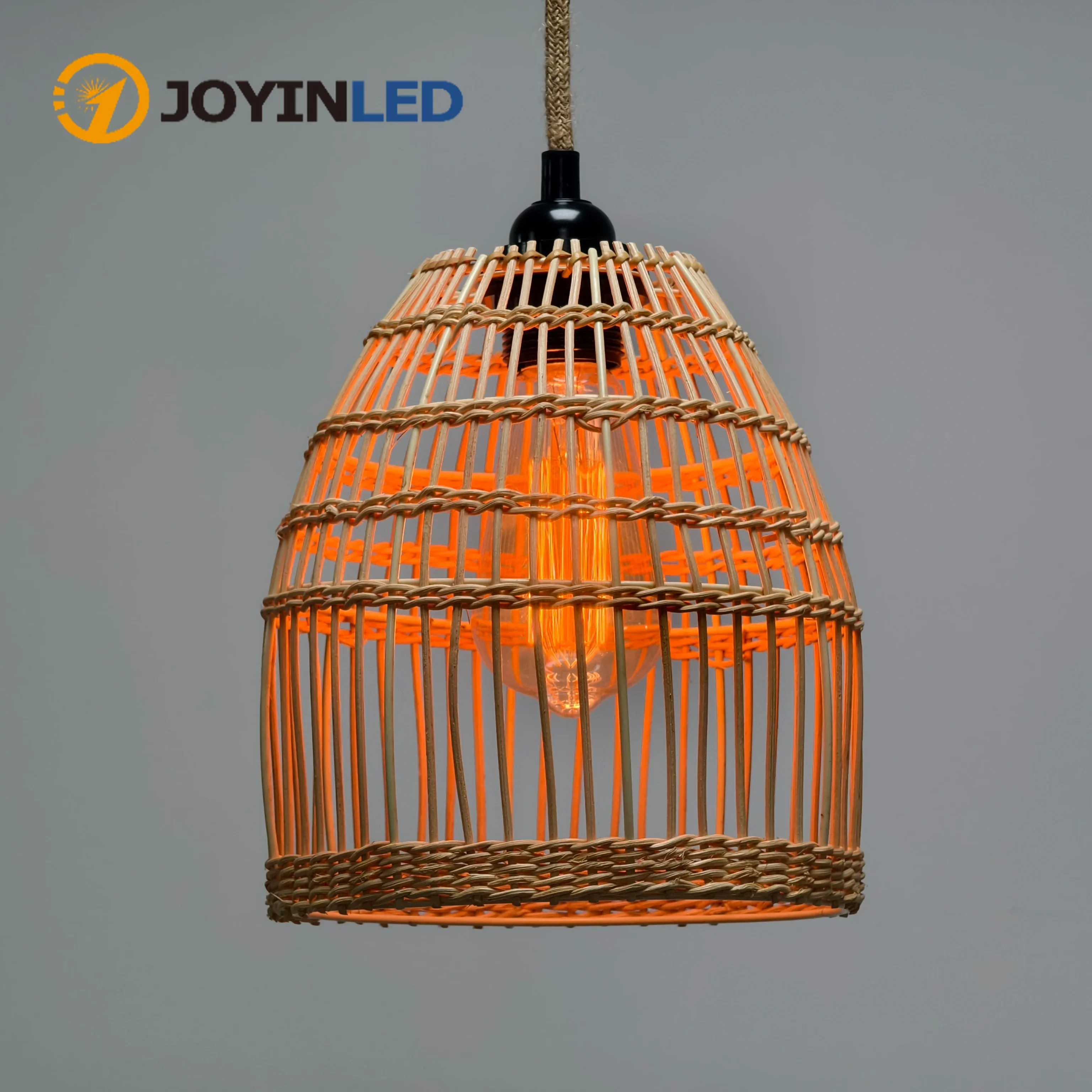 JOYINLED Handmade Rattan Pendant Lamp Shades Rustic Woven Rattan Chandeliers Boho Home Decor E27 Ceiling Hanging Light Fixtures