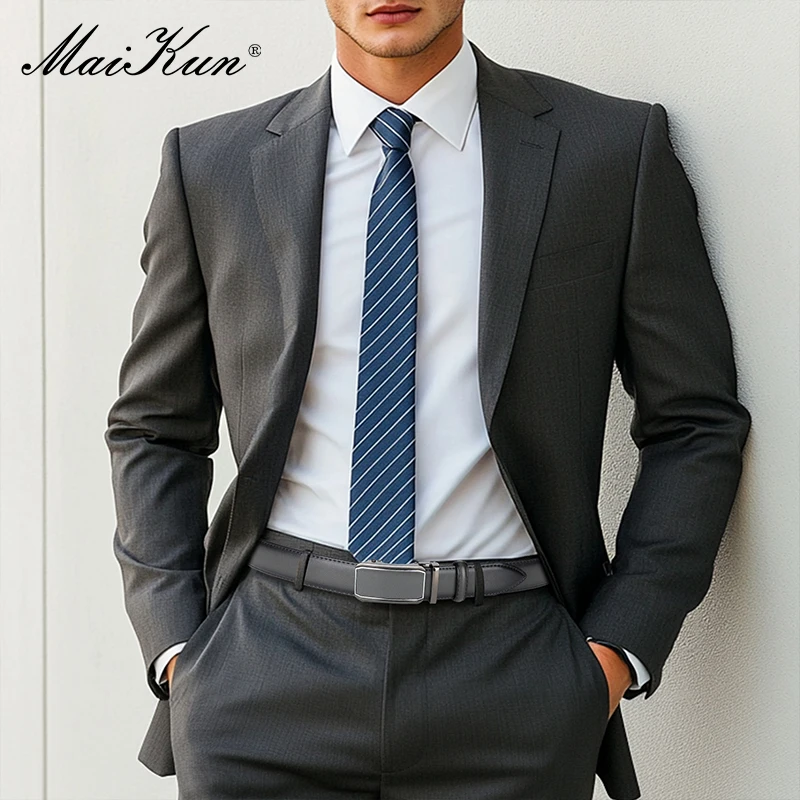 Picture 5: Maikun Leather Ratchet Belt For Men Click Leather Belt Adjustable Buckle Trim To Fit Black Brown