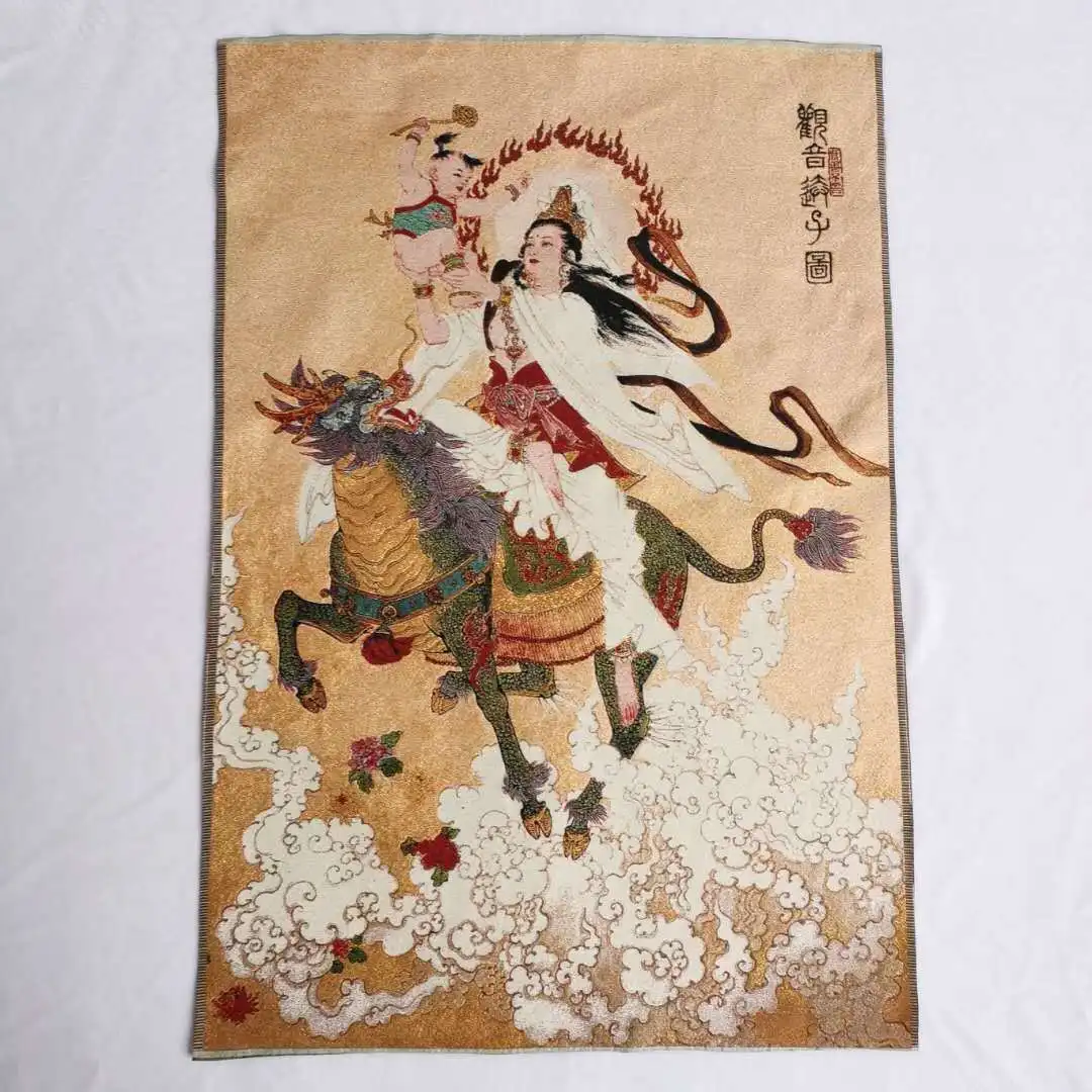Китайская буддизм ткань шелк Songzi Guangyin Kwan-yin Tangka Thangka живопись