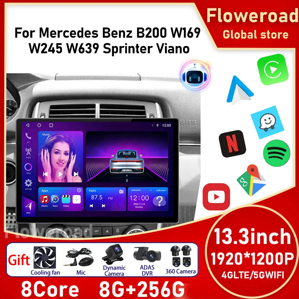 

Android Auto For Mercedes Benz B200 W169 W245 W639 Sprinter Viano Car Radio GPS Navigation Multimedia Player 2DIN BT Carplay