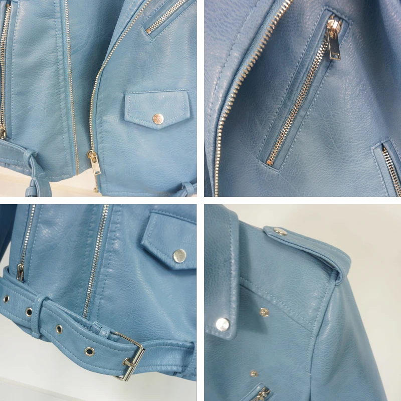 Bella Philosophy Women Autumn Winter Faux Leather Zipper Biker Jacket Female Casual Sashes PU Jacket Coat Ladies Coat