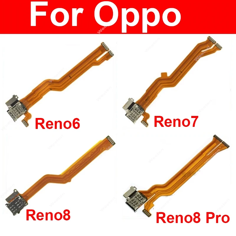 Para Oppo Reno 6 7 8 Pro Plus 7Se 5G bandeja de tarjeta SIM Cable flexible placa base pantalla LCD soporte para tarjeta SIM ranura cinta flexible