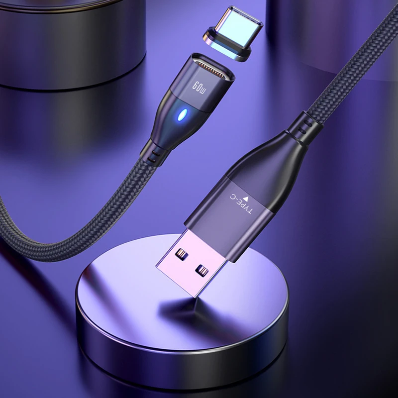 5 SZT. Kabel do ładowania i transmisji danych PD60W 6-w-1 z magnetycznym mocowaniem, szybkie ładowanie, podwójna końcówka Type-C USB-A do notebooków i telefonów komórkowych