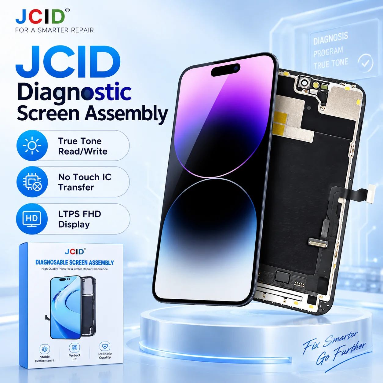 JCID Soft OLED Screen Assembly For iP 13/14/15/16 Series Pro & Max Models FHD Incell Display Replacement Phone Repair Part