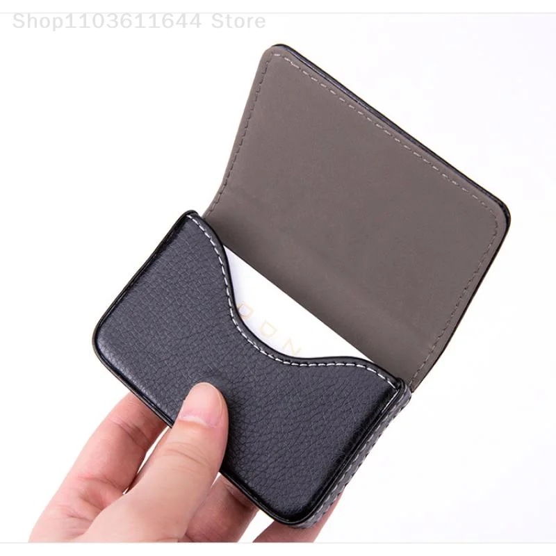 حامل بطاقات الائتمان من جلد البولي يوريثان المخيط يزور محفظة بطاقات العمل مع غلق مغناطيسي للرجال والنساء