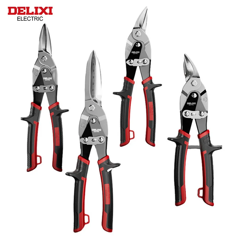 DELIXI ELECTRIC Aviation Scissor，Professional Industrial Shear for Metal Sheet & PVC Pipe Cutting,with Graduated Ruler CRV Steel