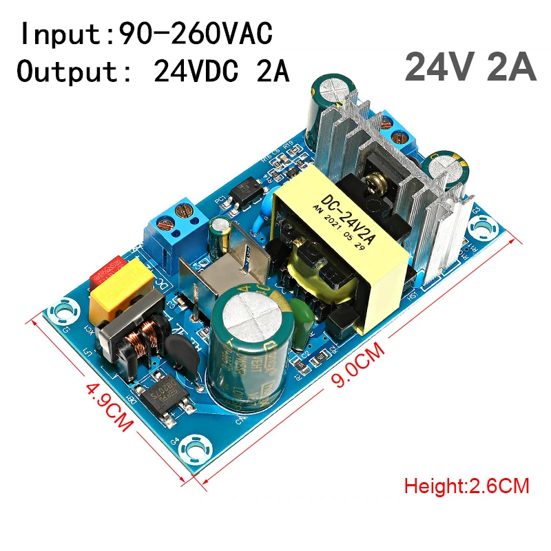 24V 2A  Switching Power Supply 48W 90-260VAC board high power industrial bare board power supply module AC-DC module