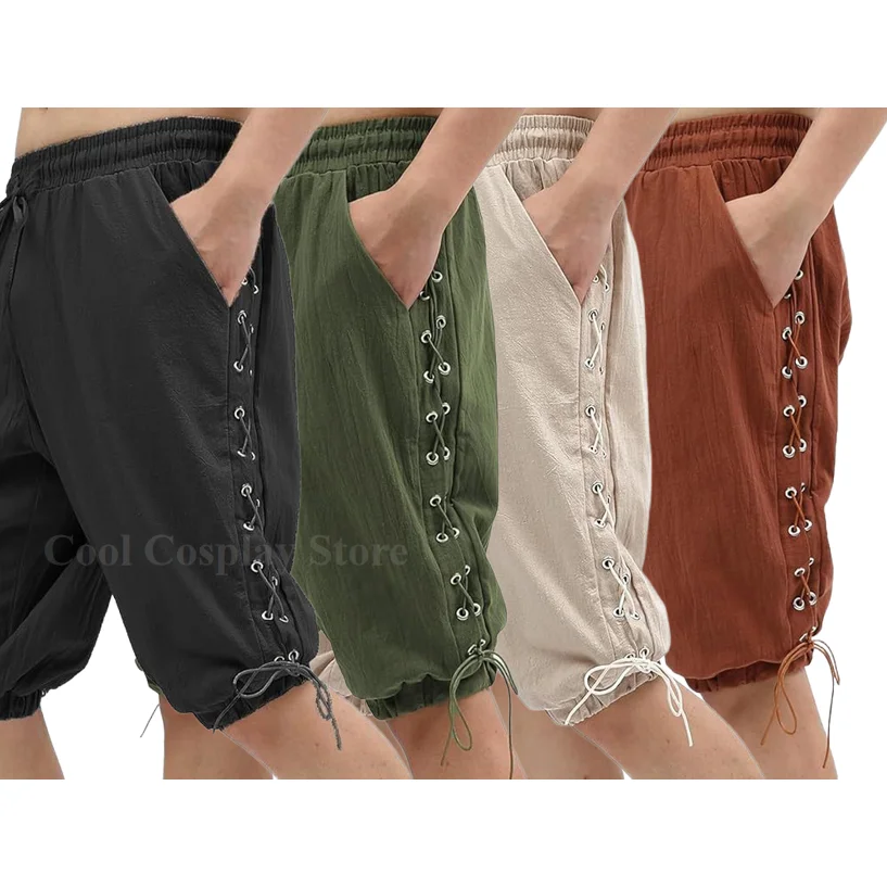 

Medieval Lace Up Men Pirate Shorts Renaissance Navigator Costume Short Pants Performance Costume Casual
