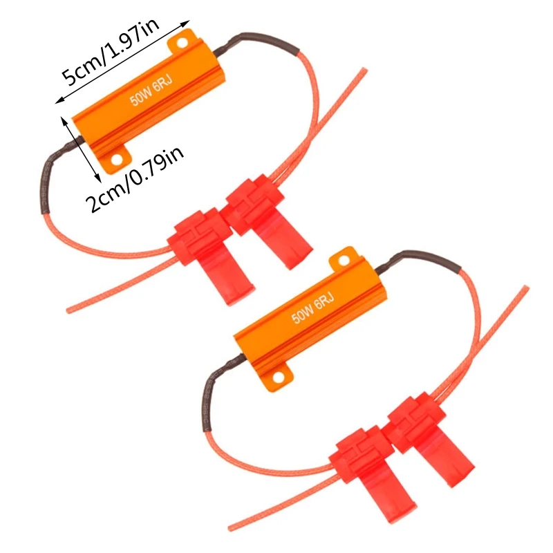 2 قطعة 50 واط 6ohm 6RJ Led تحميل المقاومات إصلاح LED لمبة سريع فرط فلاش لإصلاح مصباح إشارة الانعطاف LED الوامض مصباح