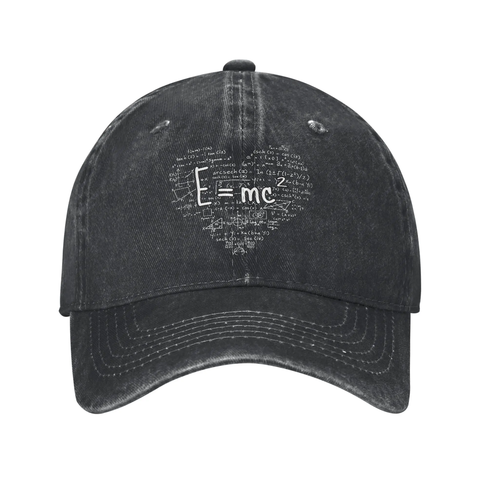 Vintage E=MC2 Math Heart Physics Formula Science Baseball Cap Unisex Distressed Cotton Sun Cap Nerd Outdoor Running Soft Hat Cap