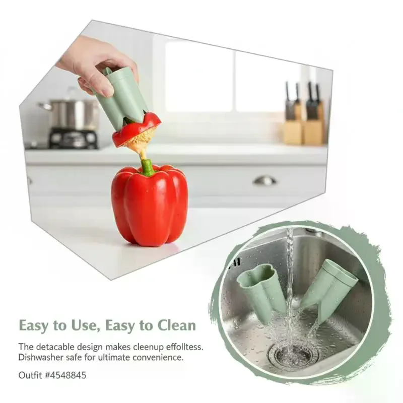 2-in-1 Fruit Pepper Corer Color Pepper Corer Seed Removing Tool Portable Kitchen Utensil Reusable Fruit Vegetable Coring Tool