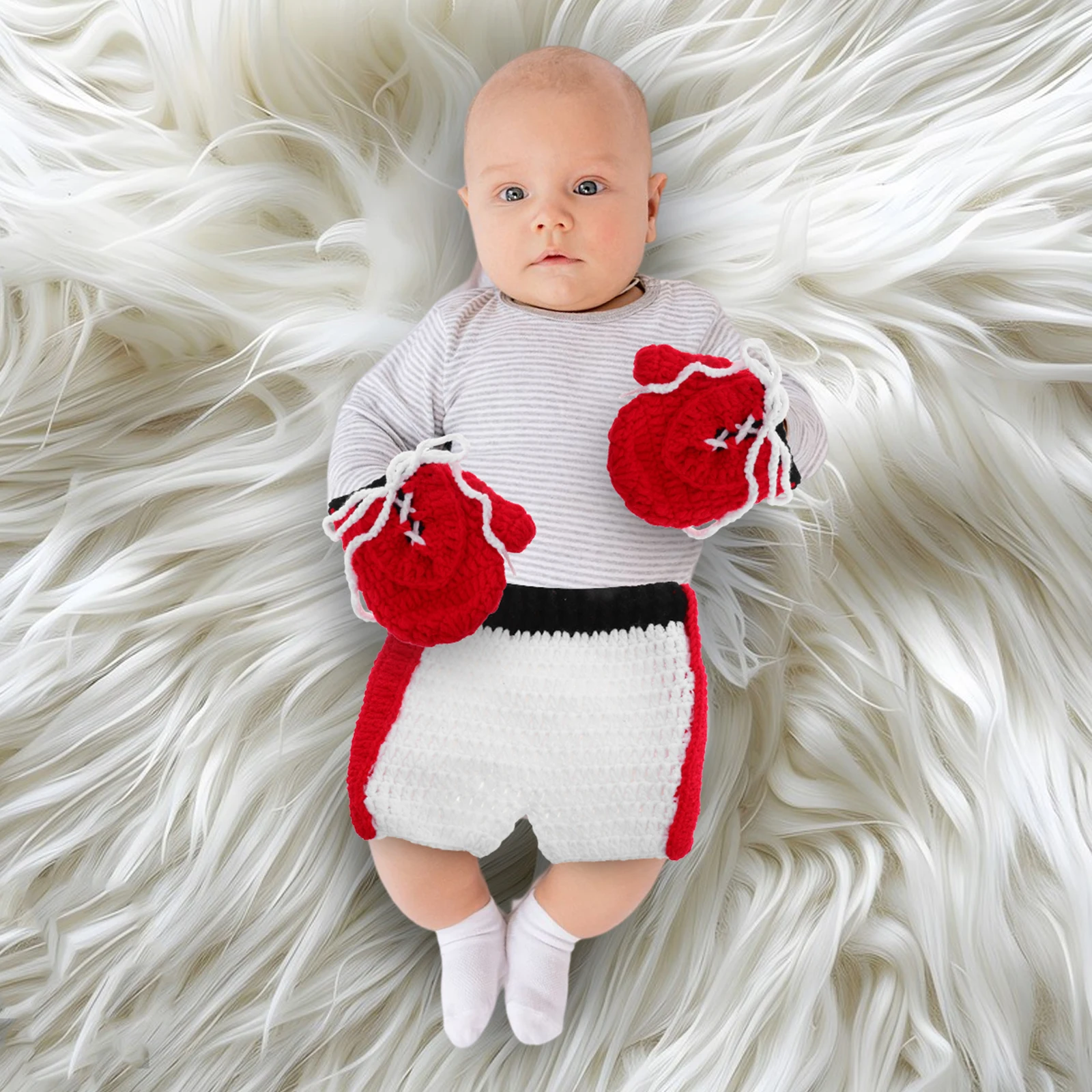 

1 set Baby Boxing Clothes Newborn Photoshoot Outfits Soft Comfortable Fabric Versatile Scenes Infant Photo Props