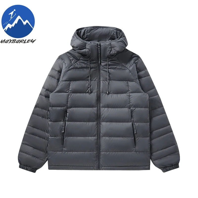 

Maxbarley Unisex Short Down Jacket Ultra Light Duck Down Hooded Down Coat High Quality Stand Collar Travel Light Windbreaker