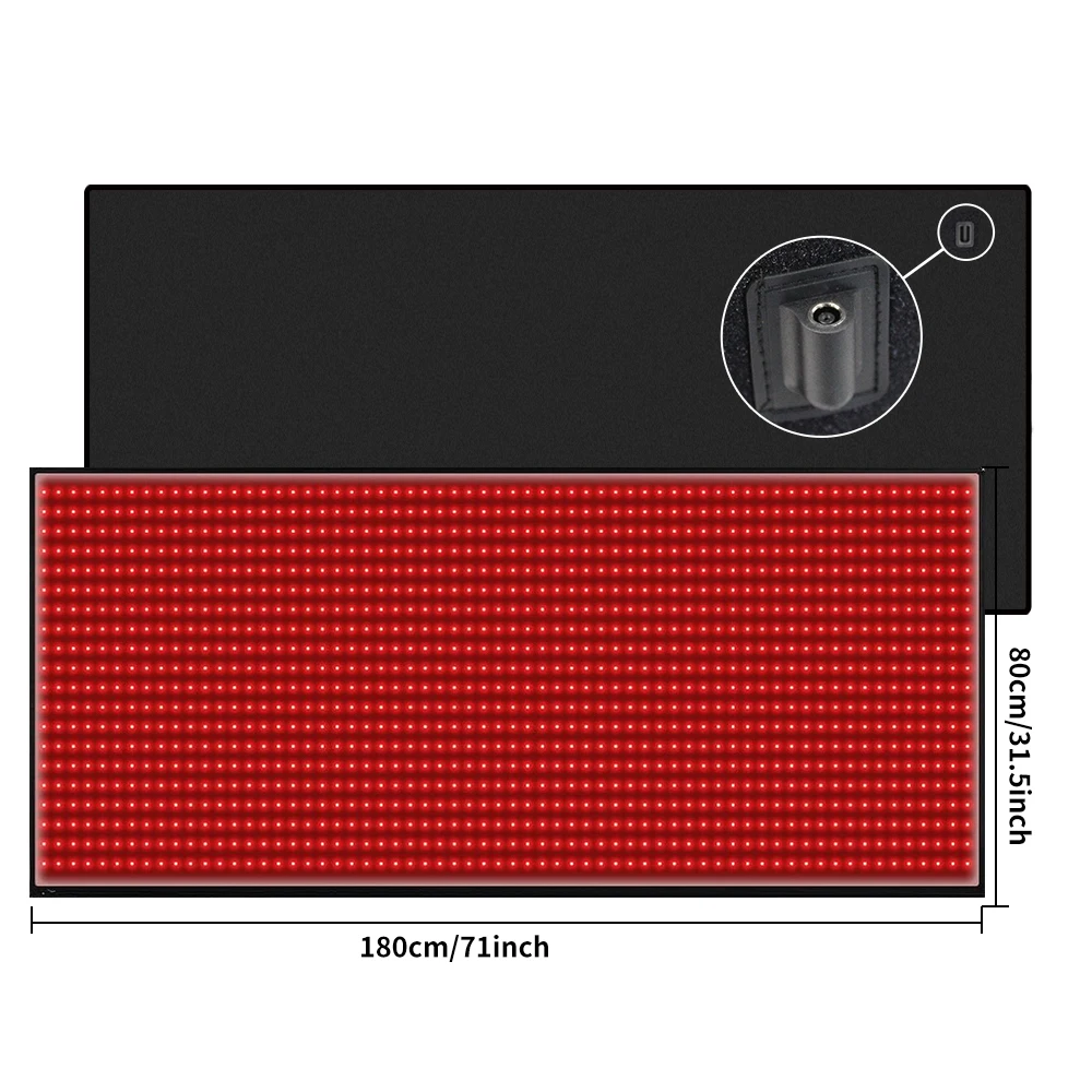 フルボディレッドライトマット 71インチ x 31インチ レッドライトブランケット 1280 LED 赤色近赤外線 660nm 850nm ボディ痛み軽減用フルボディパッド
