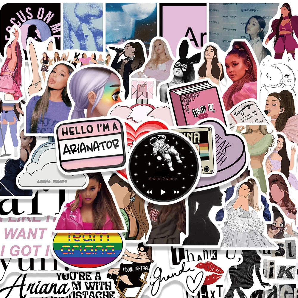 10/30/50pcs Singer Ariana Grande Cartoon Stickers Decals DIY Water Bottle Album Luggage Phone Aesthetic Graffiti Sticker Decor