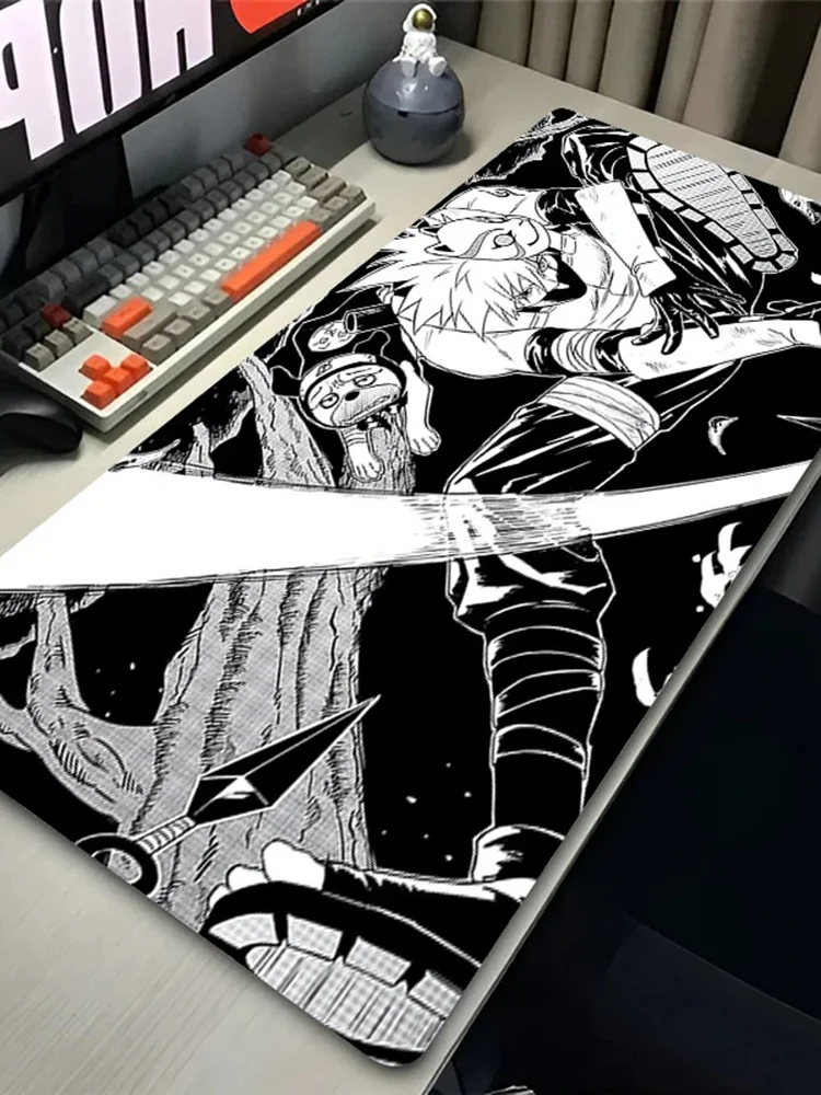 Tapis de souris pour ordinateur portable, dessin animé japonais, noir et blanc, pour clavier, PC n-narutoS Cool k-kakashi, tapis de souris de jeu Hatake