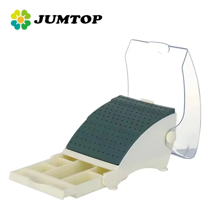 JUMTOP 142 Holes Dental Bur Block Organizer Disinfection Box Dentist Autoclave Sterilizer Case with Lid and Pull Out Drawer