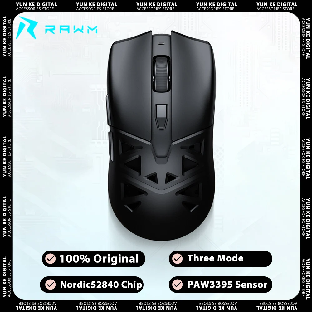 

RAWM SA-SL01 Wireless Mouse Three Mode Nordic52840 Chip PAW3395 4K Gaming Mouse Lightweight Hot Swap Customized Pc Gamer Gift