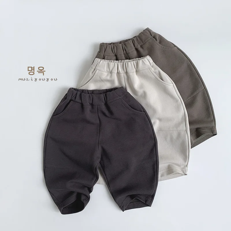 Sweatpant Boys Grils Children Knit Solid Simple All-matching Spring Autumn Korean Loose Casual Fashionable Comfortable