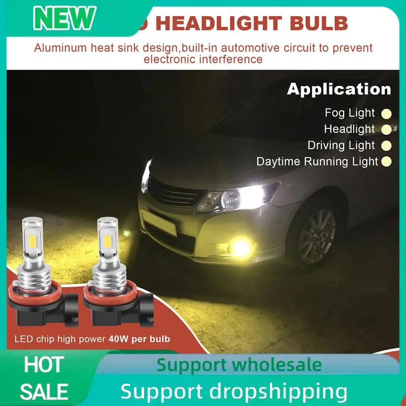 A04E-H11 H8 H16 80W 4000LM 3000K 옐로우 테크 LED 안개등 변환 전구 키트