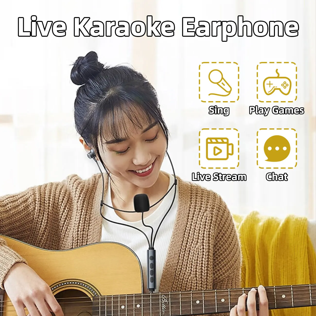 Sound Card Karaoke Earphones Professional Microphone Multi modes Real-time ear monitoring Type-C Vocal Mic for Huawei IOS