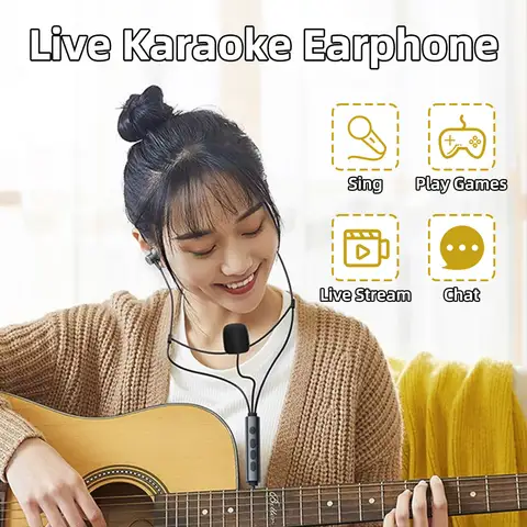 Sound Card Karaoke Earphones Professional Microphone Multi modes Real-time ear monitoring Type-C Vocal Mic for Huawei IOS