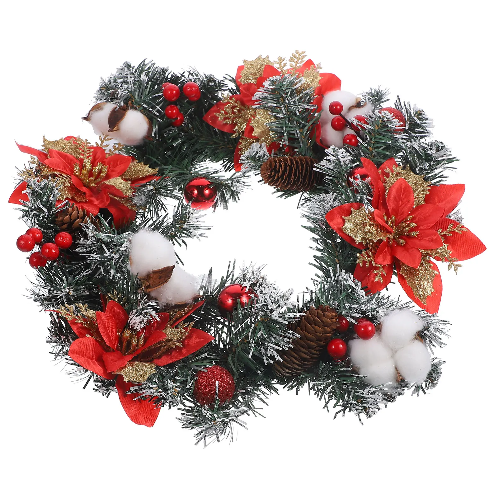 

Christmas Wreath Red White Edge PVC Decorative Xmas Hanging Front Door Wall Window Party Supplies Christmas Decorations