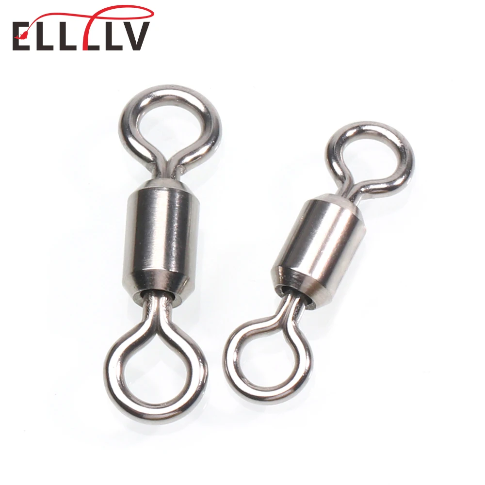 Ellllv 20pcs/box 1# - 6# Power Stainless Steel Crane Swivel Marine Fishing Rolling swivels Solid Ring Fishhooks Line Connectors