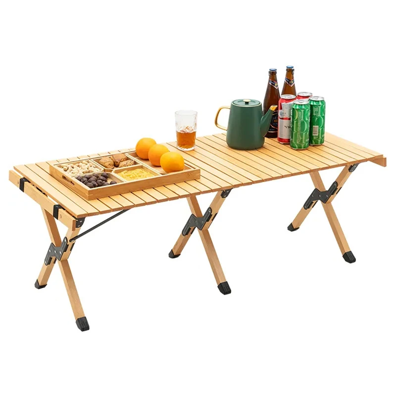 Wooden Egg Roll Table Foldable Pine Wood Outdoor Camping Portable Supplies Indoor Garden Picnic Tourist Equipment 접이식테이블 캠핑용