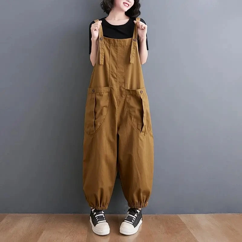 Loose Casual Overalls Women's 2026 Summer New Loose Korean version Student Workwear Harem Pants Ladies Large pocket Jumpsuit view 2