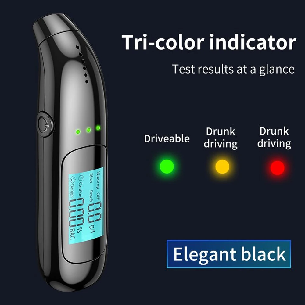 Professional Breathalyzer Alcohol Tester Accurate with Digital LCD Screen 3 Color Indicator Portable Alcohol Analyzer Detector