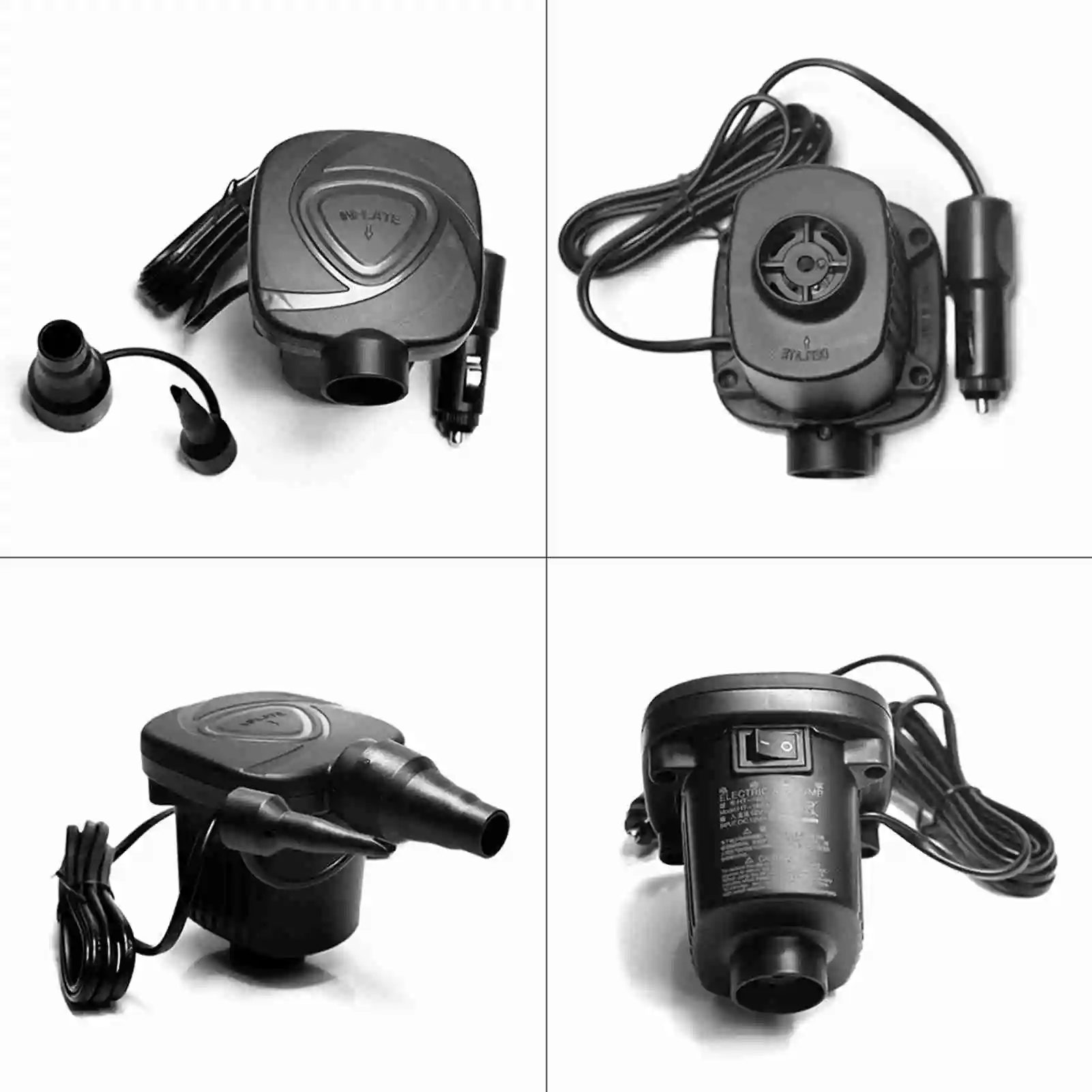 자동차 DC 휴대용 전기 에어 펌프 12V 고무보트, 에어매트, 수영링용 공기 주입 펌프 80W