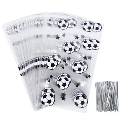 Fußball Geschenk Taschen Treat Süßigkeiten Taschen Kunststoff Cookie Taschen für Gast Geschenke Geburtstag Football Thema Party Favors Tasche mit Twist krawatten