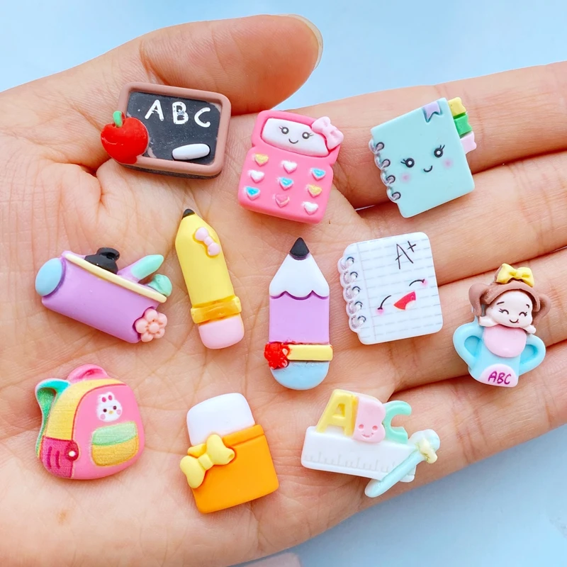 20Pcs New Cute Mini Stationery Flat  Back Resin Scrapbook Diy Wedding Hairpin Accessories Embellishments Craft