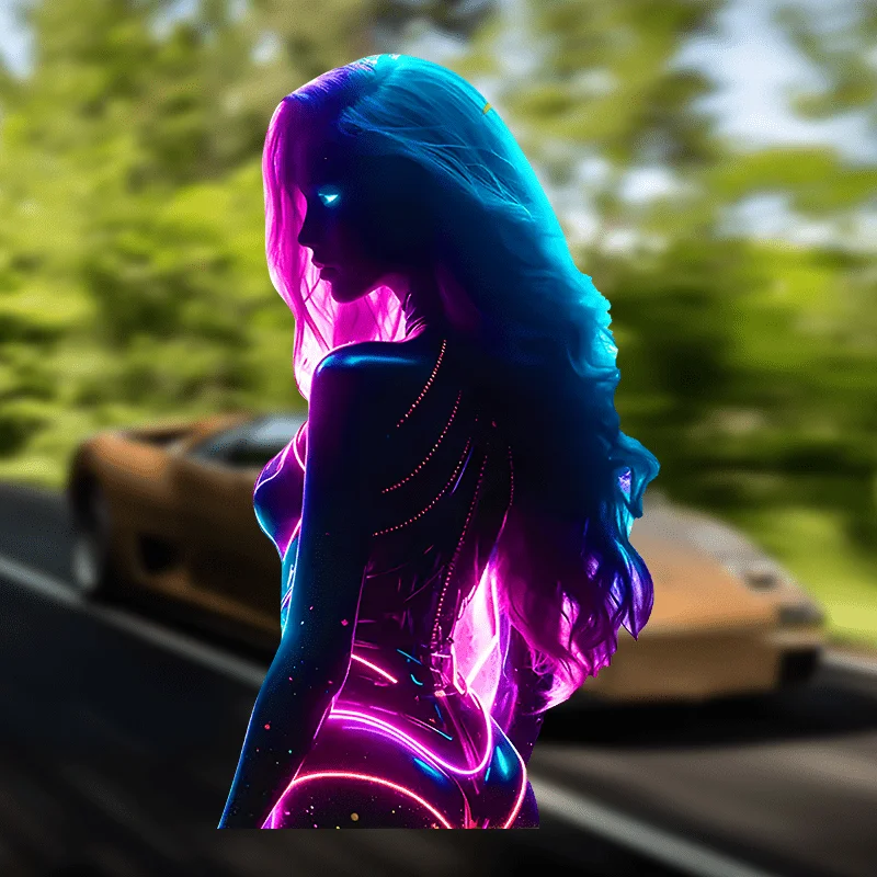 

Colorful Neon Animation Girl 2D Flat Sticker - Waterproof, scratch-resistant and wear-resistant vinyl, easy to paste and tear