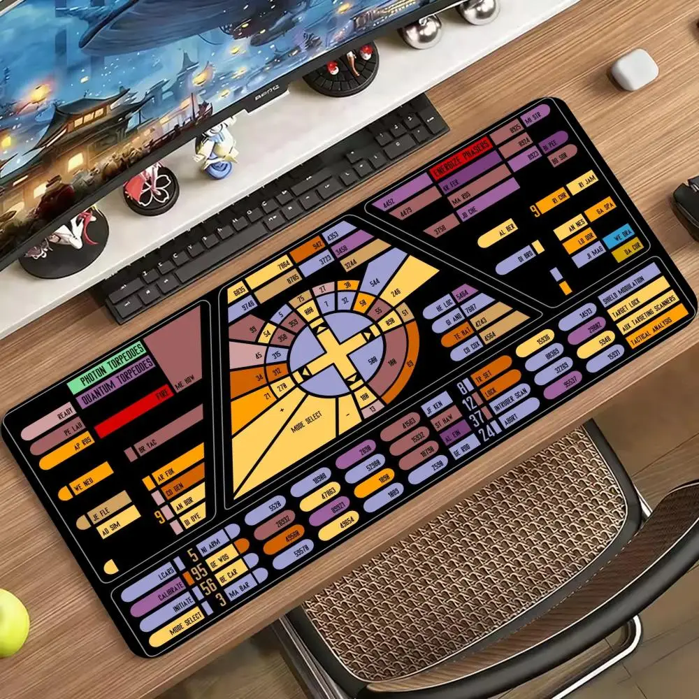 Sci-Fi Starship Control Panel Mouse Pad Large Space LCARS Desk Mat Non-Slip Rubber Mousepad Home Stitched Sci-Fi Control