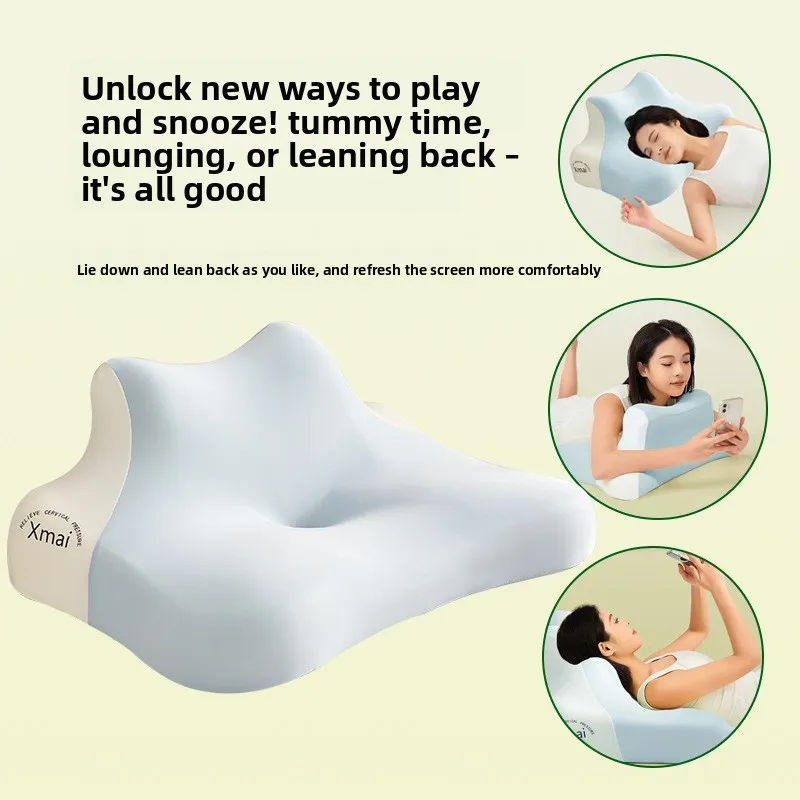 Multi functional memory cotton pillow for lying down and playing with mobile phones, neck protection pillow for lying down