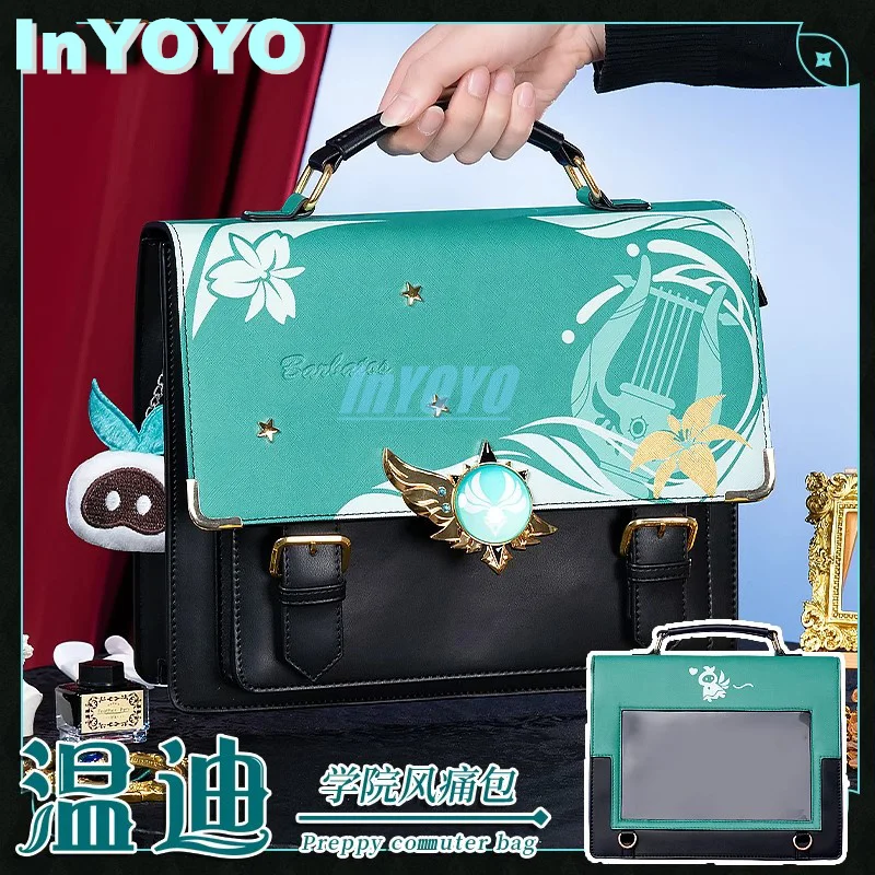 

InYOYO Venti Preppy Commuter Backpack Cosplay Genshin Impact Lovely Theme Impression Pack School Daily Fashion Shoulder Bag Anim